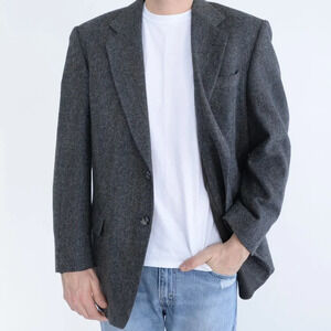 Cricketter Vintage  Grey Tweed Single Breasted 100% Wool Blazer	~41R